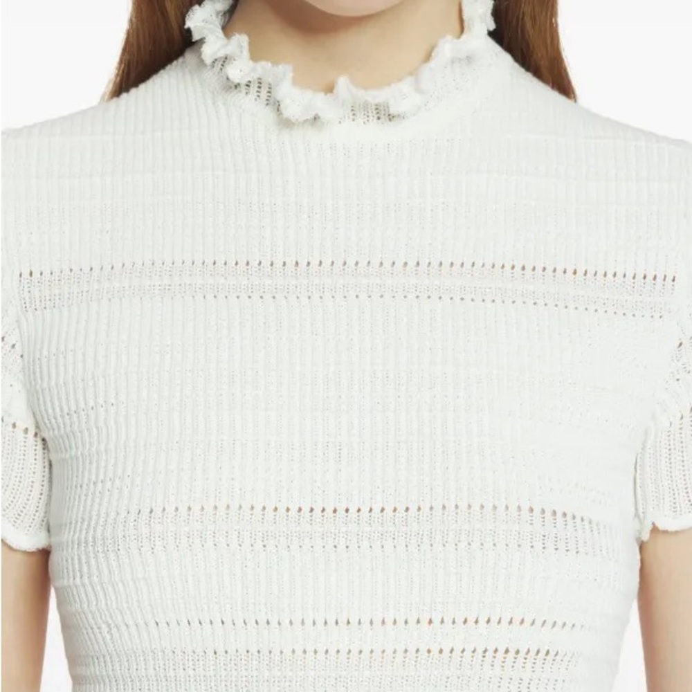 Lanvin Cotton Knit Ruffle Top
